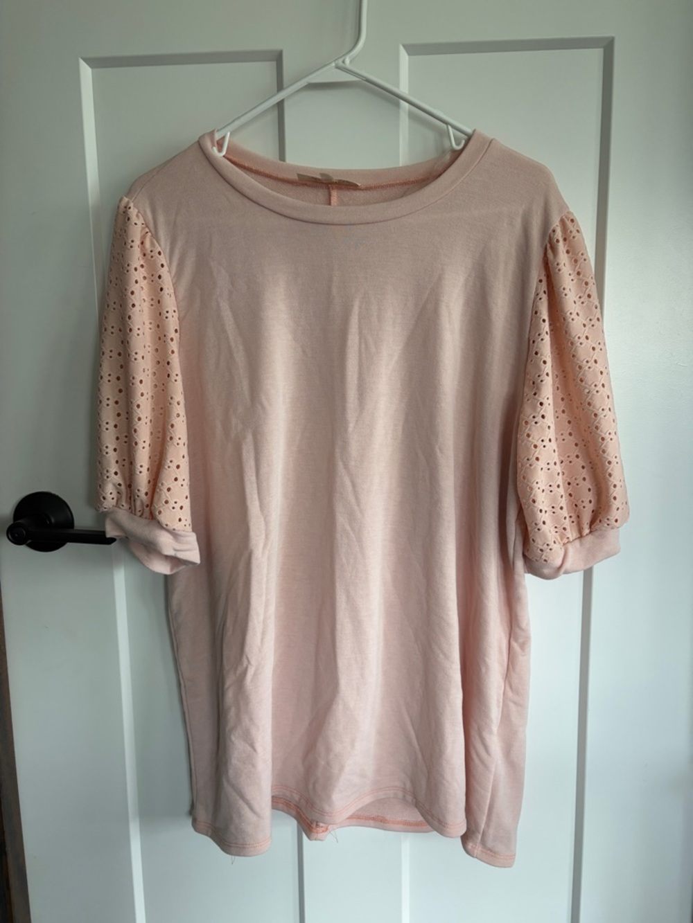 Haptics Women's Pink Lace Sleeve Top